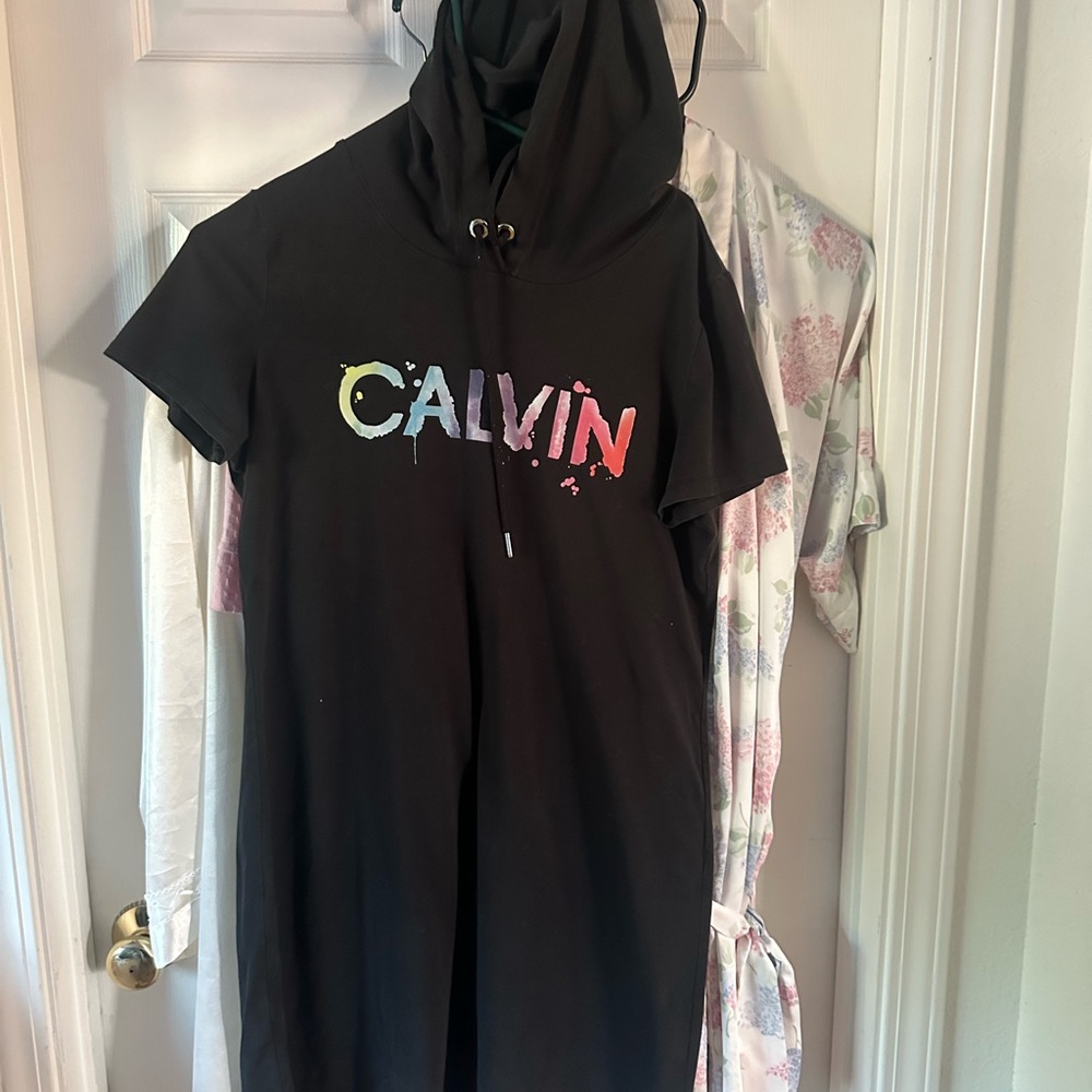 Calvin Klein Black Dress with Multicolor Logo